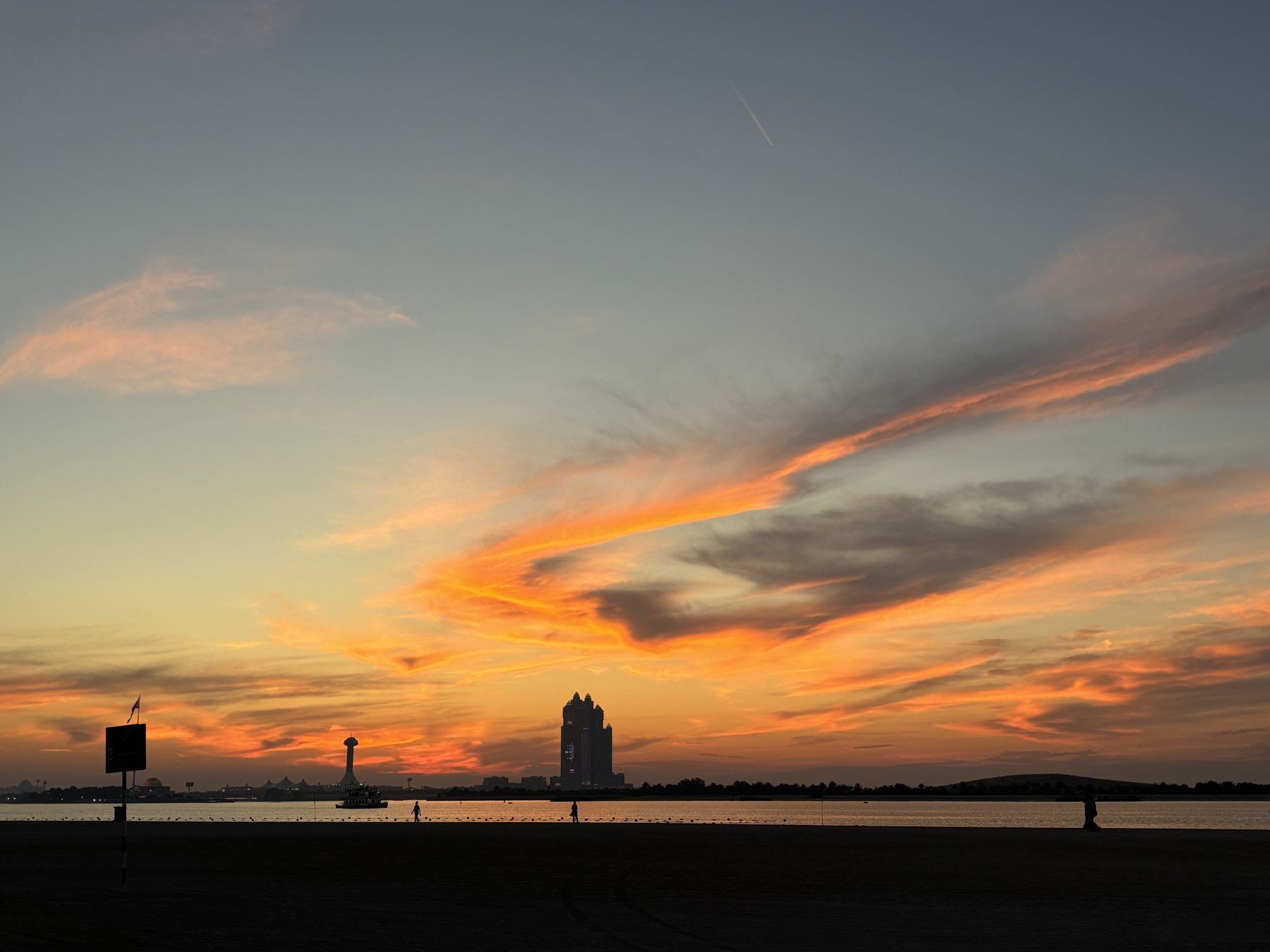 Sunset over the water in Abu Dhabi
